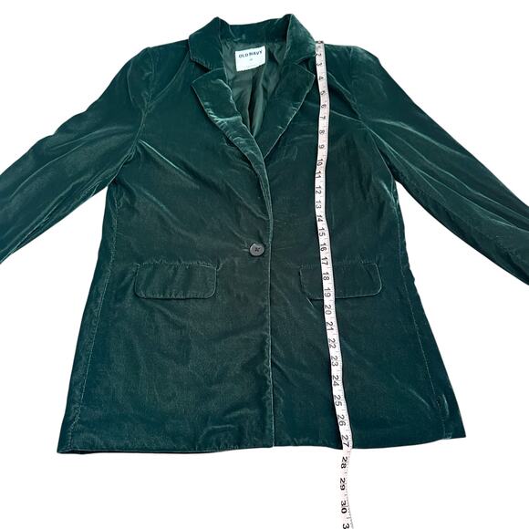 Old Navy Green Velvet Blazer XS Party Jacket One Button Lined - Picture 6 of 9